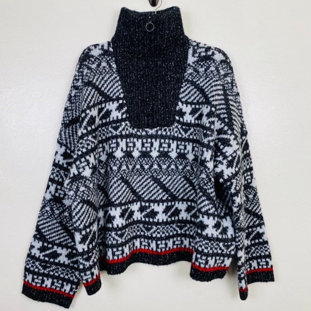 Anthropologie Rafela Half-Zip Geometric Pullover Large size - Picture 7 of 8